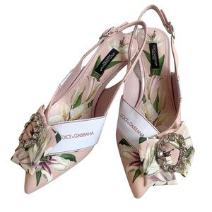 Dolce & Gabbana Lily Print Slingback Pumps